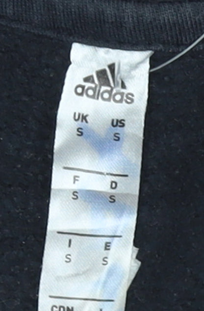 Adidas Men's Black Small Pullover Hoodie with Logo and Tiger Patch
