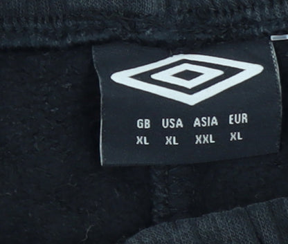 Umbro Men Black XL Jogger Trousers Fleece Lined Tapered Fit