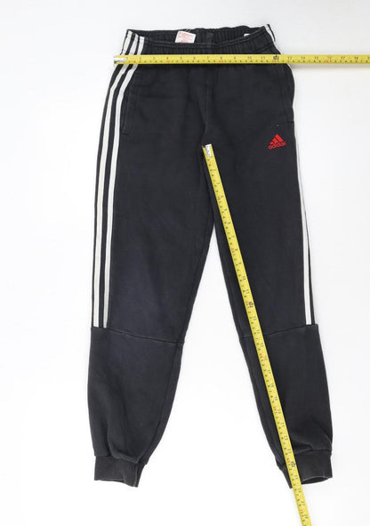Adidas Boys Black Jogger Trousers 12 Years Fleece Side Stripe Sportswear