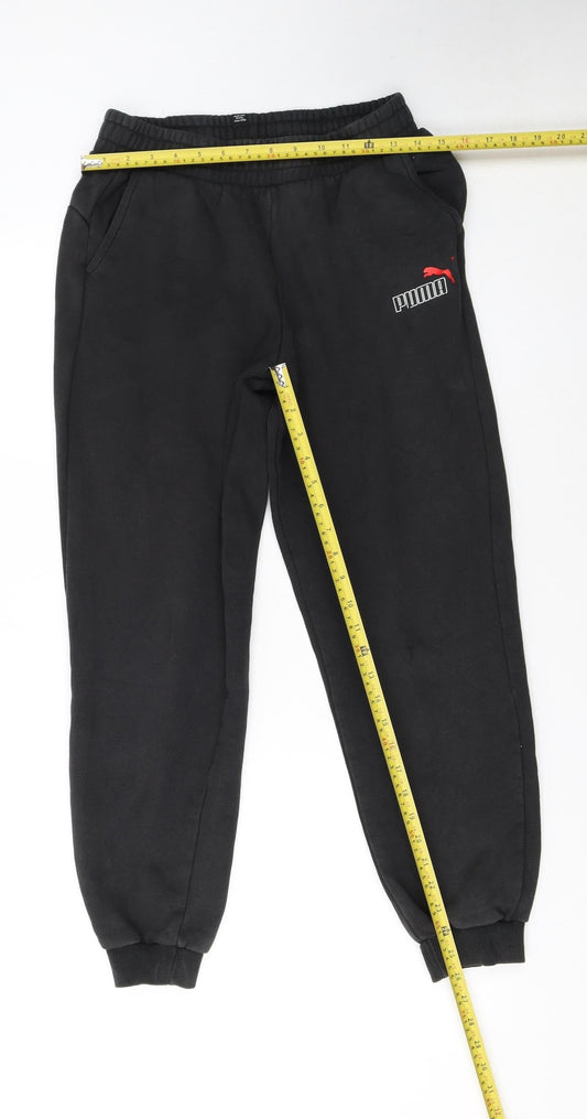 Puma Boys Black Jogger Sweatpants XL 15-16 Years Elastic Waist Logo