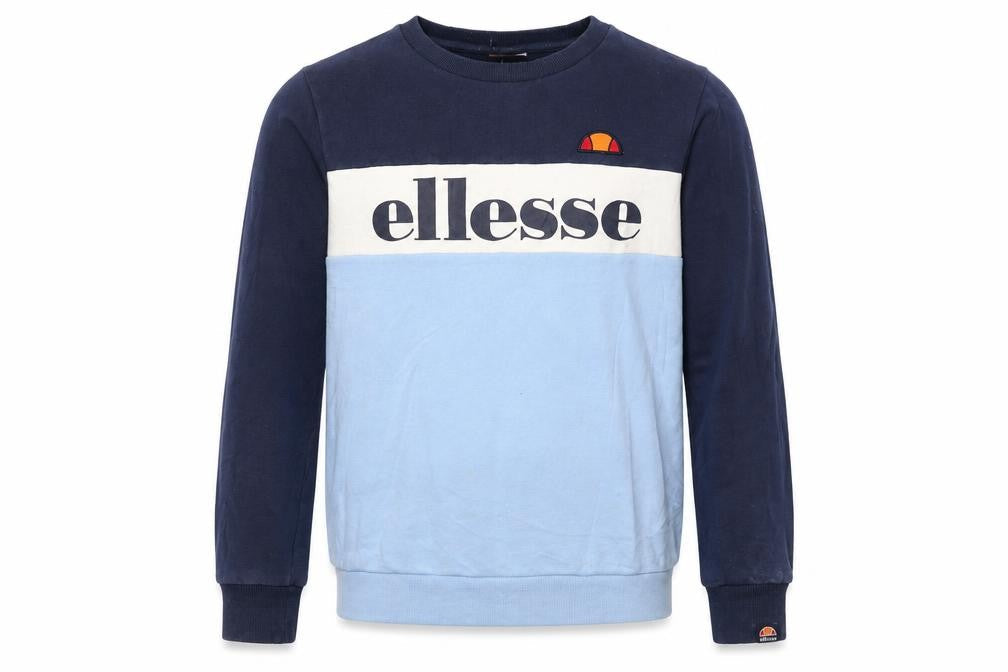 Ellesse Boys Blue Colourblock Logo Sweatshirt 13-14 Years Pullover Crew Neck