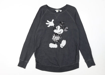 H&M Mama Disney Black Sequin Mickey Sweatshirt Women's UK 12 M