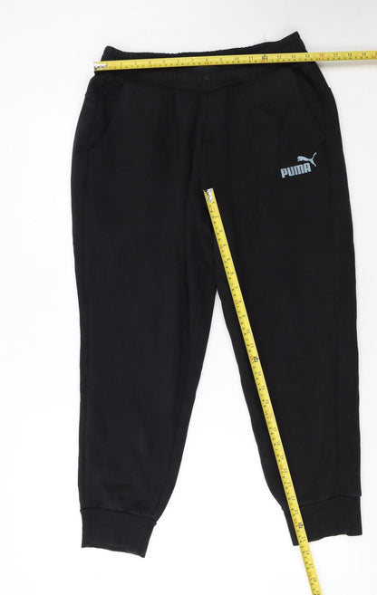 Puma Womens Black Cotton Blend Jogger Sweatpants L