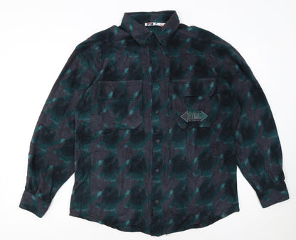 Fila Men's Green Flannel Camouflage Button-Up Shirt Size M