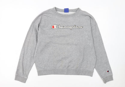 Champion Girls Grey Large 11-12 Years Pullover Crew Neck Sweatshirt