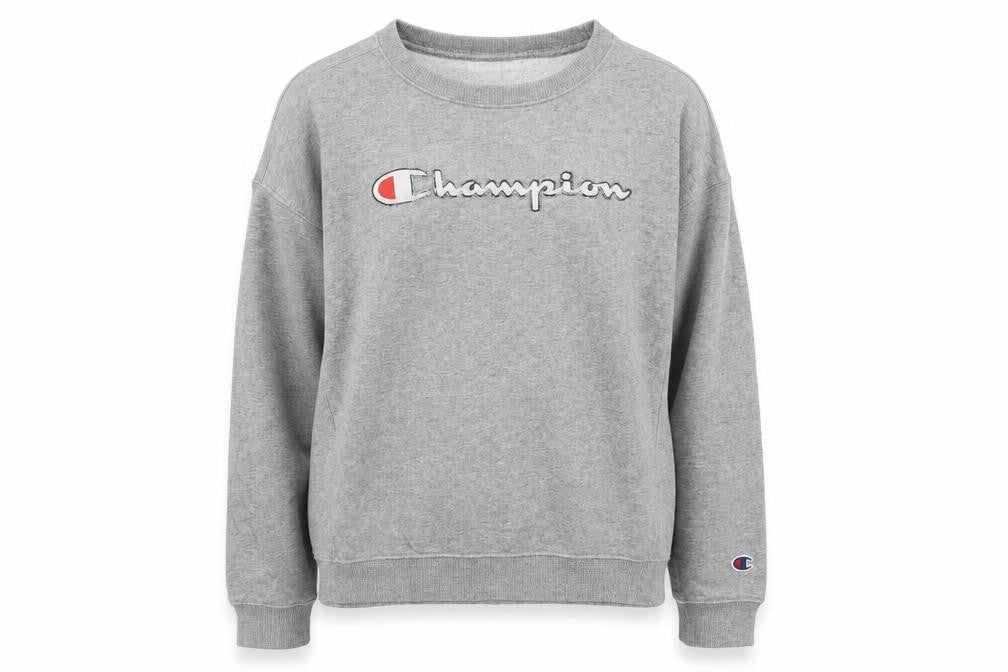 Champion Girls Grey Large 11-12 Years Pullover Crew Neck Sweatshirt