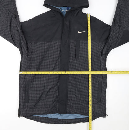 Nike Boys Black Check Hooded Puffer Jacket Size 16 Winter Coat