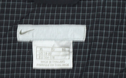 Nike Boys Black Check Hooded Puffer Jacket Size 16 Winter Coat