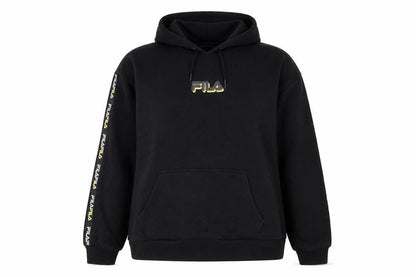 Fila Womens Black XL Pullover Hoodie with Logo Detail