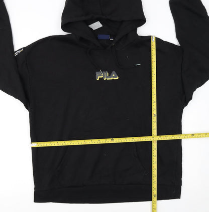 FILA Womens Black XL Pullover Hoodie with Logo Detail