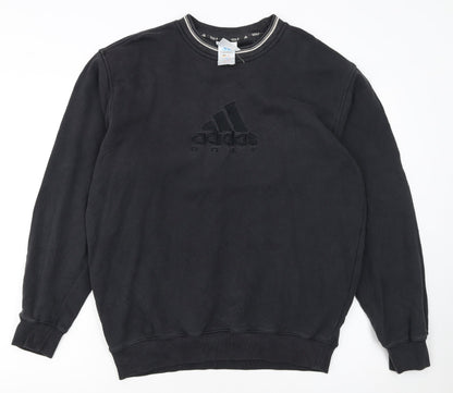 adidas Boys Black Golf Pullover Sweatshirt Size L Crew Neck Embroidered Logo