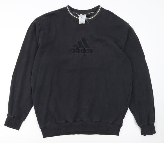adidas Boys Black Golf Pullover Sweatshirt Size L Crew Neck Embroidered Logo