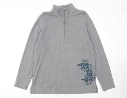 Eddie Bauer Womens Grey 1/4 Zip Cotton Pullover Sweatshirt L