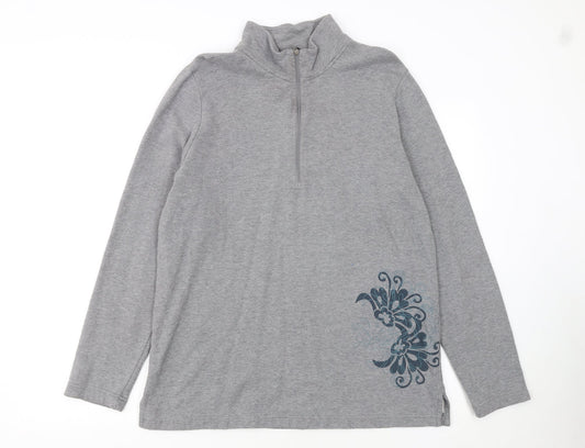 Eddie Bauer Womens Grey 1/4 Zip Cotton Pullover Sweatshirt L