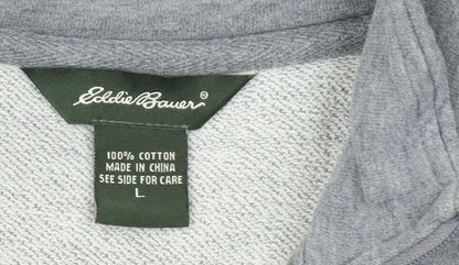 Eddie Bauer Womens Grey 1/4 Zip Cotton Pullover Sweatshirt L