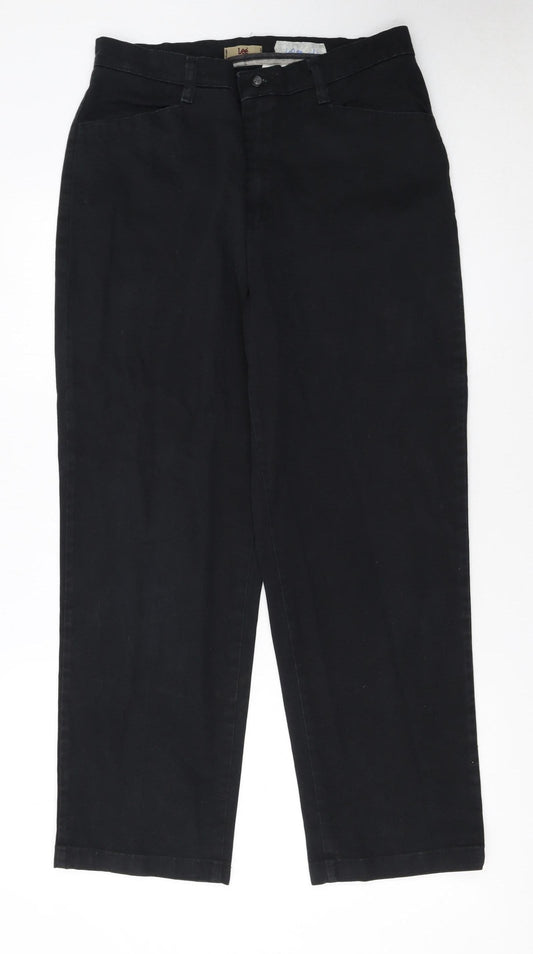 Lee Women's Black Petite Straight Chino Trousers Size 10