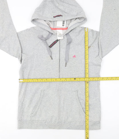 Adidas Women's Grey 1/4 Zip Hoodie Size 14 Cotton Blend