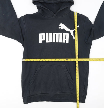 Puma Boys Black Hoodie 15-16 Years Pullover Fleece Logo Sweatshirt