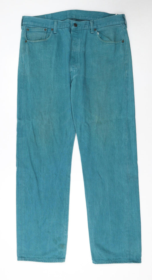 Levi's 501XX Men's Teal Blue Straight Denim Jeans W38 L34 Classic Fit