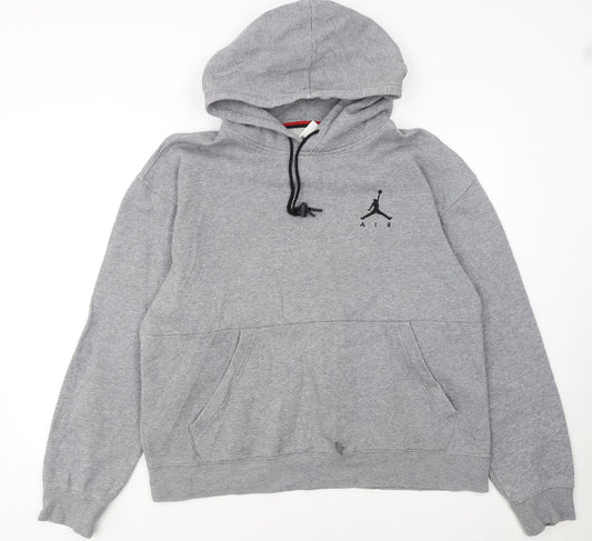 Jordan Women’s Grey Pullover Hoodie L Standard Fit Logo Detail