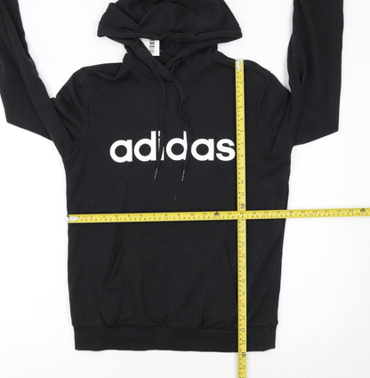 Adidas Women's Black Pullover Hoodie Small UK 8-10 Logo Front