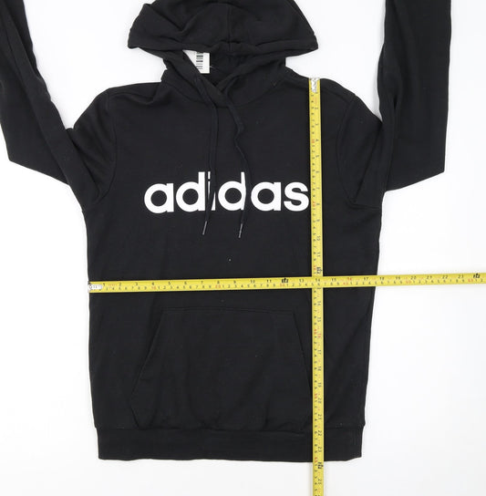 Adidas Women's Black Pullover Hoodie Small UK 8-10 Logo Front