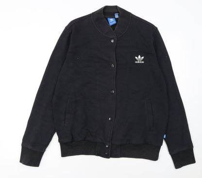 Adidas Womens Black Size 16 Varsity Jacket Cotton Blend