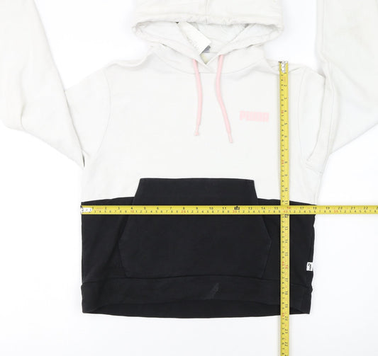 Puma Women’s White & Black Colourblock Hoodie Size S