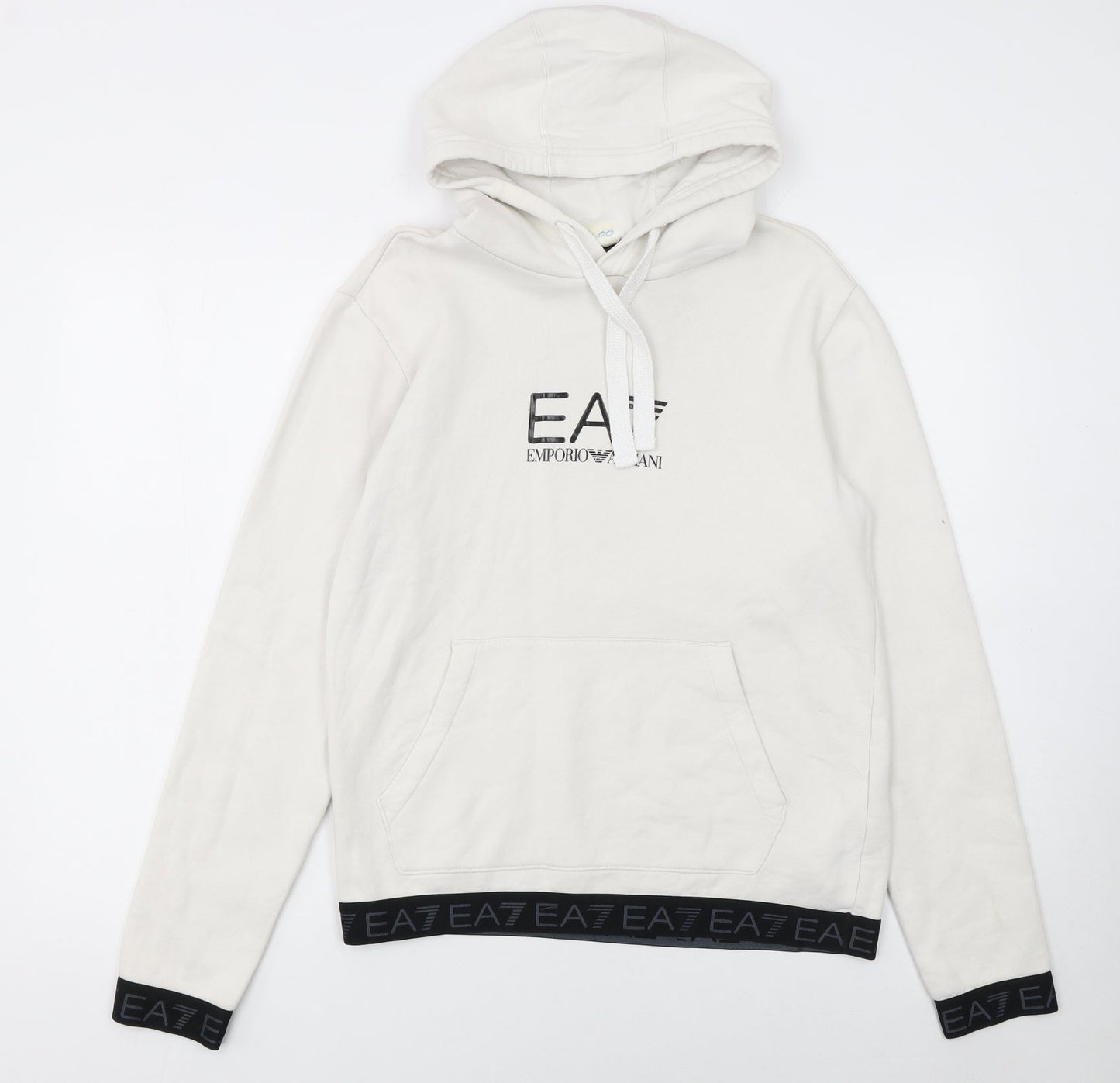 Emporio Armani EA7 Women's White Pullover Hoodie Size S Cotton Blend