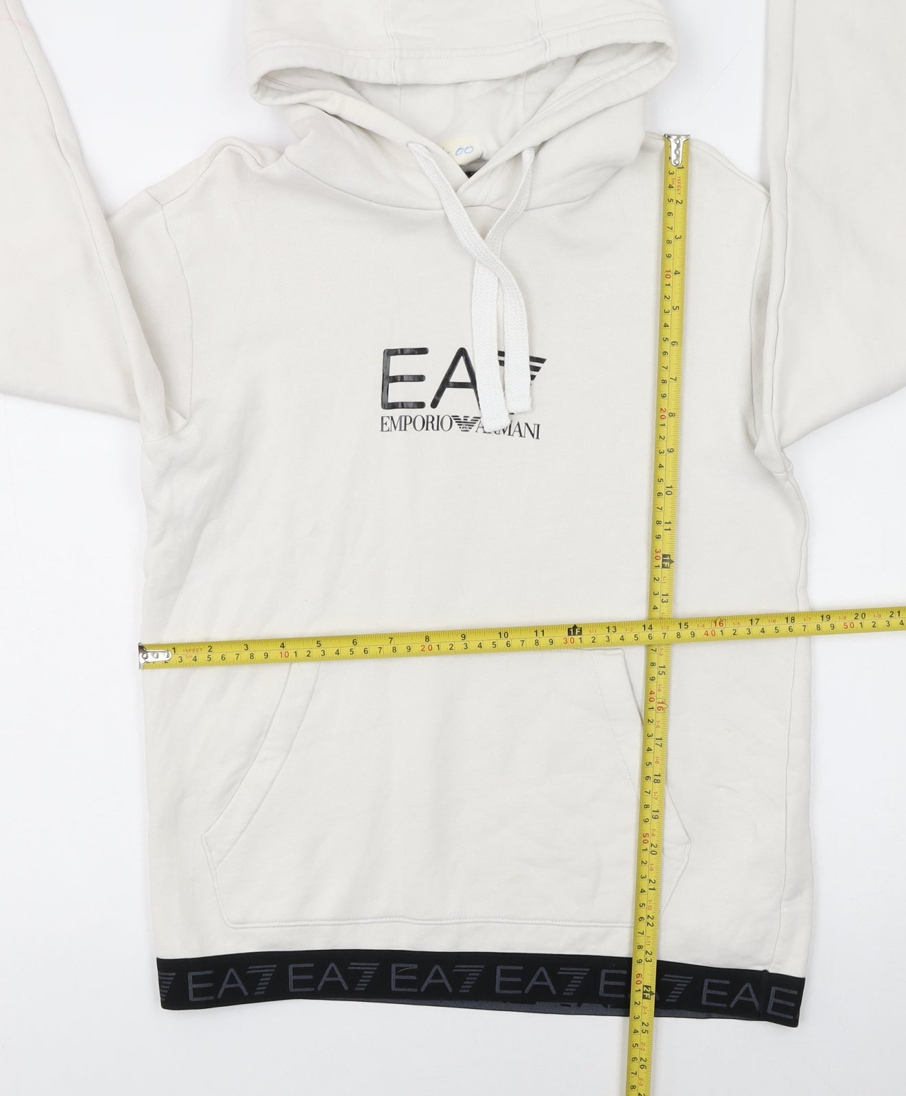 Emporio Armani EA7 Women's White Pullover Hoodie Size S Cotton Blend