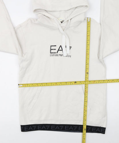 Emporio Armani EA7 Women's White Pullover Hoodie Size S Cotton Blend