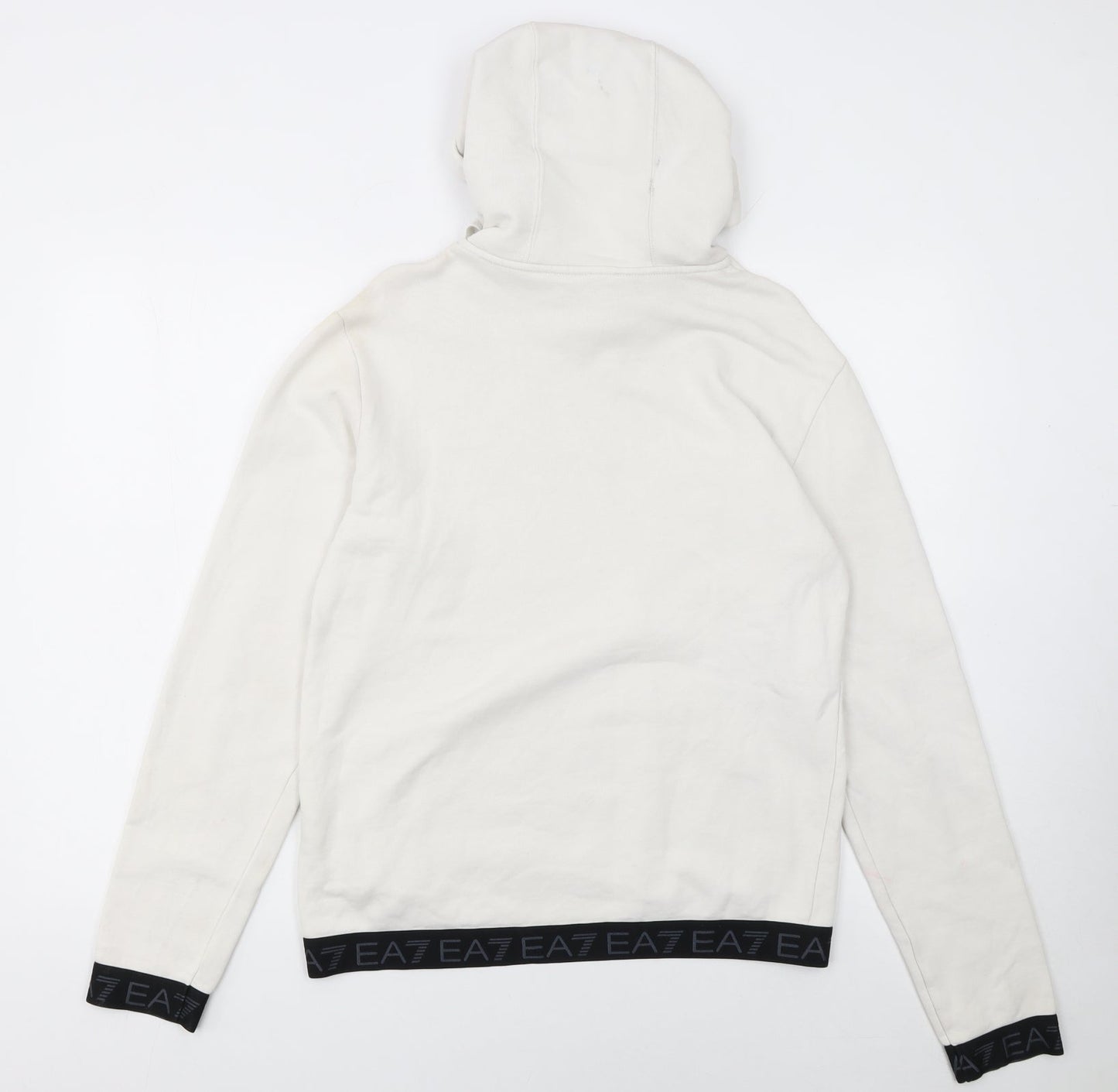 Emporio Armani EA7 Women's White Pullover Hoodie Size S Cotton Blend