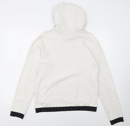Emporio Armani EA7 Women's White Pullover Hoodie Size S Cotton Blend