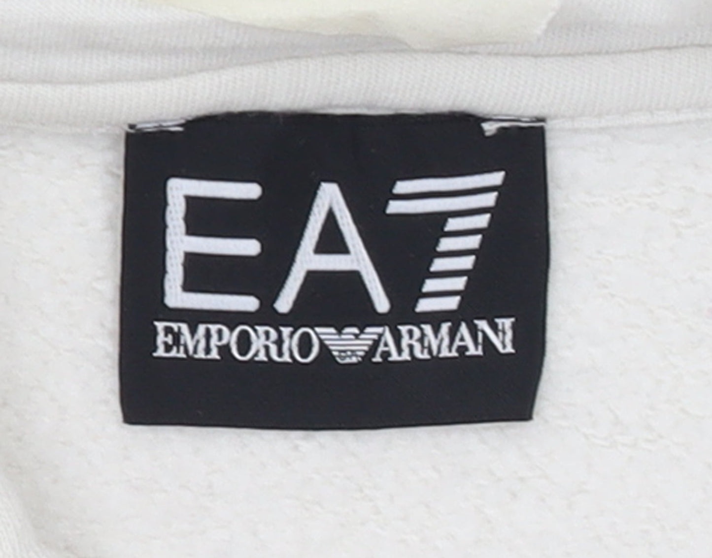 Emporio Armani EA7 Women's White Pullover Hoodie Size S Cotton Blend