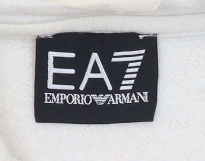 Emporio Armani EA7 Women's White Pullover Hoodie Size S Cotton Blend