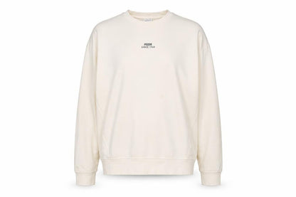 Puma Women Beige Small Pullover Sweatshirt Crew Neck Long Sleeve
