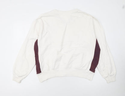 Tommy Hilfiger Women Ivory & Brown Cotton Crew Neck Pullover Sweatshirt M
