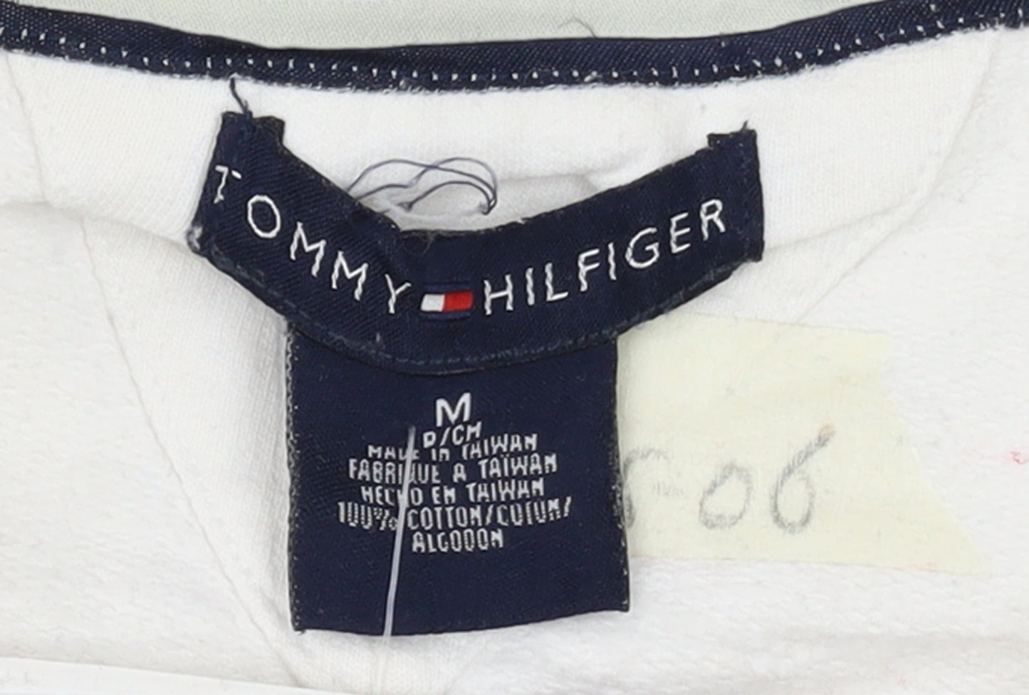 Tommy Hilfiger Women Ivory & Brown Cotton Crew Neck Pullover Sweatshirt M