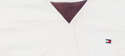 Tommy Hilfiger Women Ivory & Brown Cotton Crew Neck Pullover Sweatshirt M