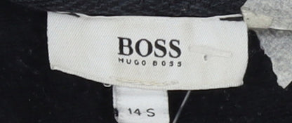 Hugo Boss Womens Black Full Zip Hoodie Size 14 Logo Hooded Sweatshirt