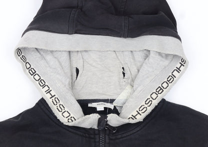 Hugo Boss Womens Black Full Zip Hoodie Size 14 Logo Hooded Sweatshirt