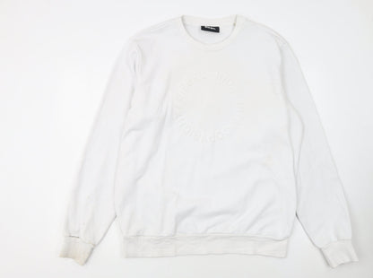 Diesel Men’s White XL Pullover Sweatshirt Crew Neck Logo Cotton