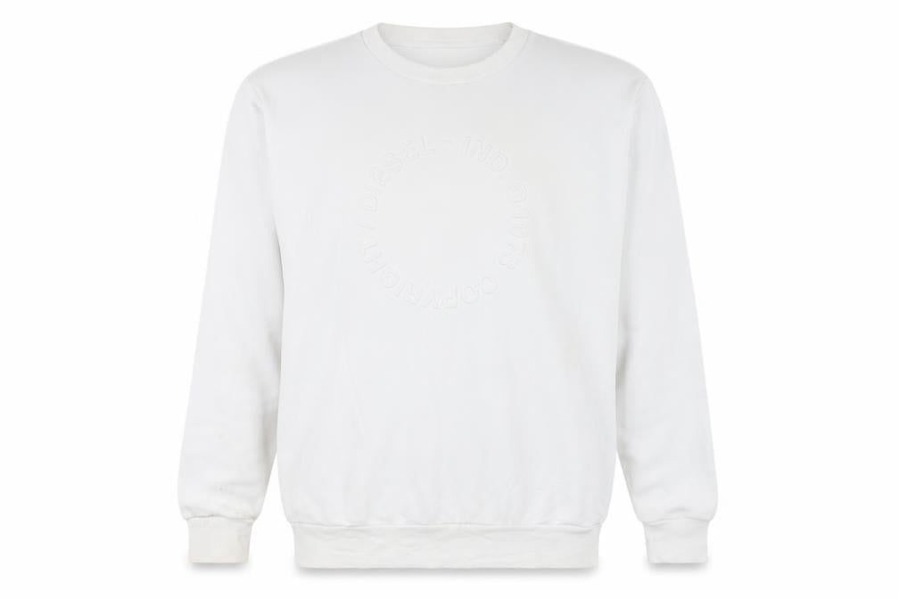 Diesel Men’s White XL Pullover Sweatshirt Crew Neck Logo Cotton