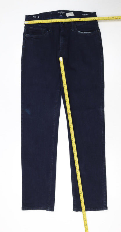 Nautica Men's Blue Straight Denim Jeans 32W x 32L Stretch Regular Fit