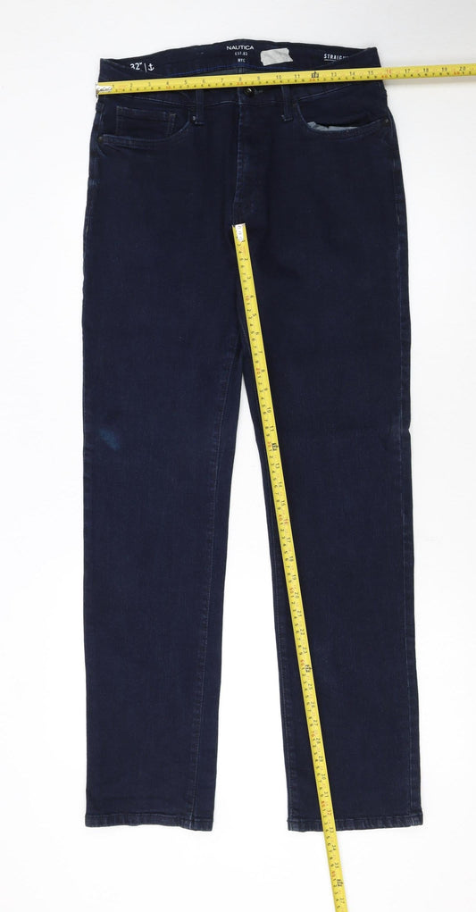 Nautica Men's Blue Straight Denim Jeans 32W x 32L Stretch Regular Fit