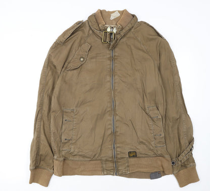 G-Star Men’s Beige Bomber Jacket XL Cotton Blend Casual Zip Up