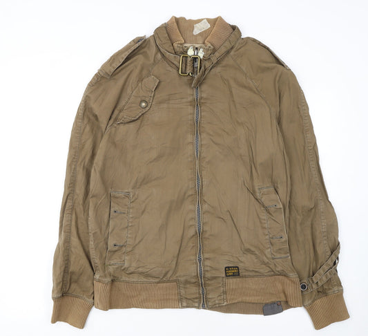 G-Star Men’s Beige Bomber Jacket XL Cotton Blend Casual Zip Up