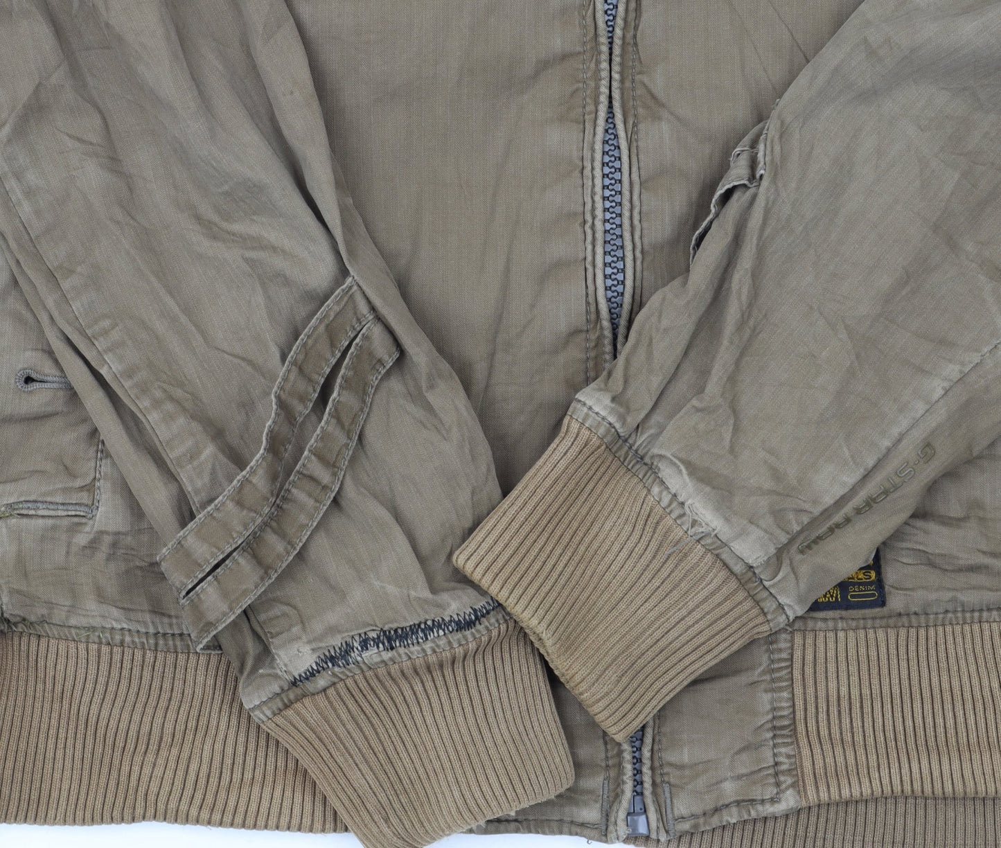 G-Star Men’s Beige Bomber Jacket XL Cotton Blend Casual Zip Up
