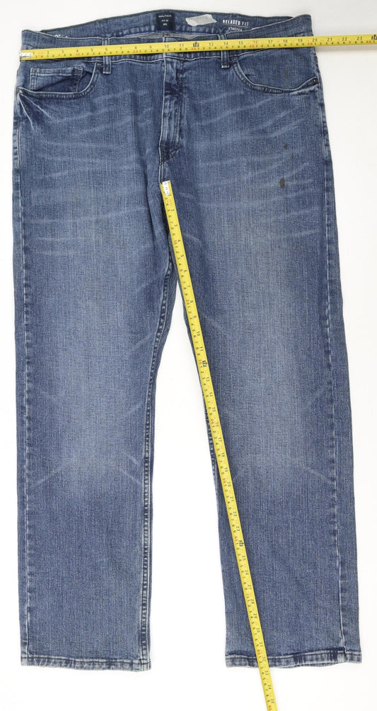 Nautica Men’s Blue Relaxed Fit Stretch Denim Jeans 40x32 Straight Leg
