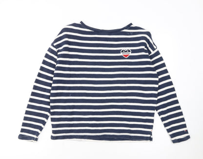 Tommy Hilfiger Girls Navy & White Striped Pullover Sweatshirt Size 152